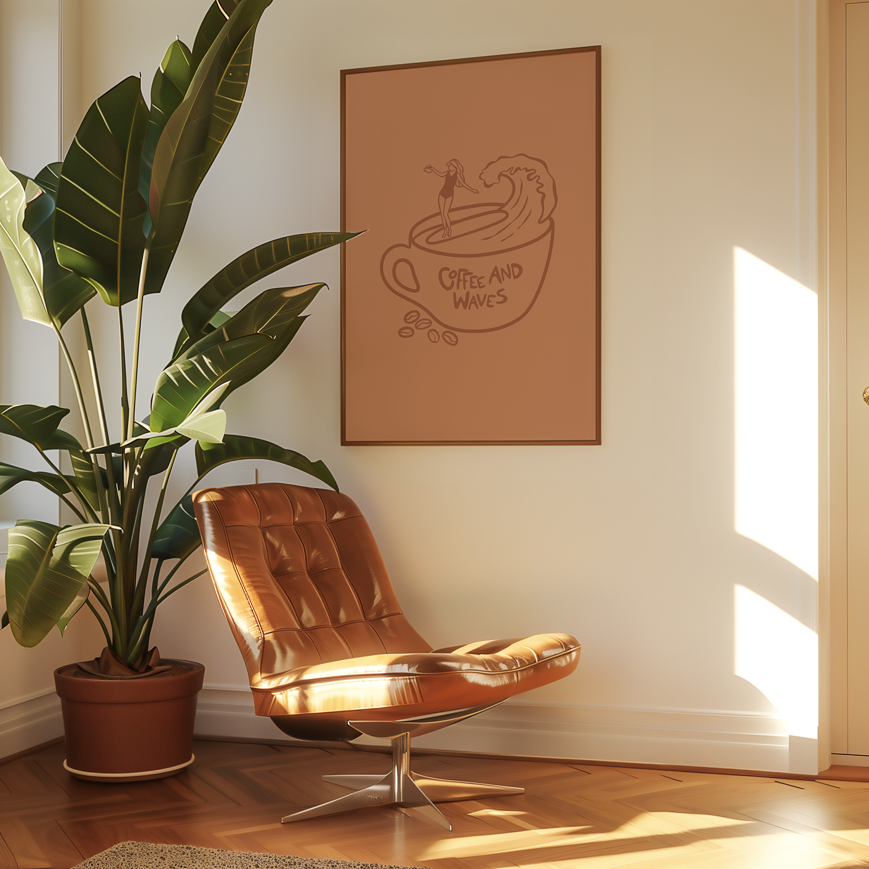 COFFEE AND WAVES POSTER