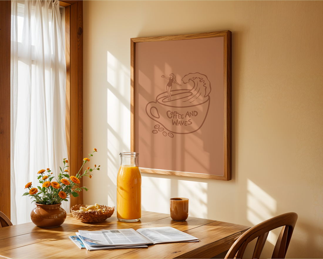 COFFEE AND WAVES POSTER