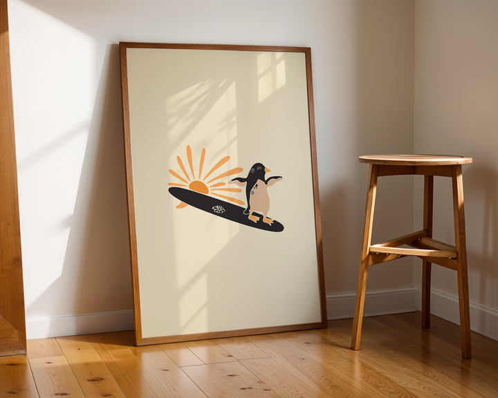 SURF AND SUN PINGUIN POSTER