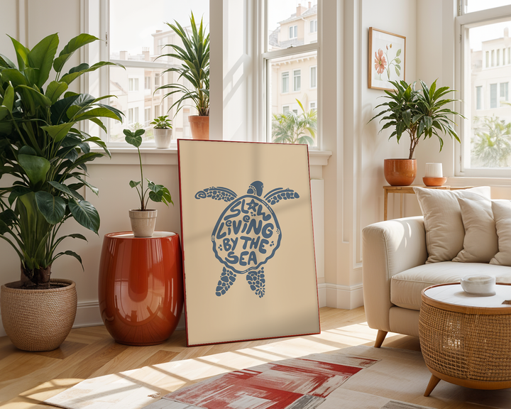 SLOW LIVING BY THE SEA POSTER