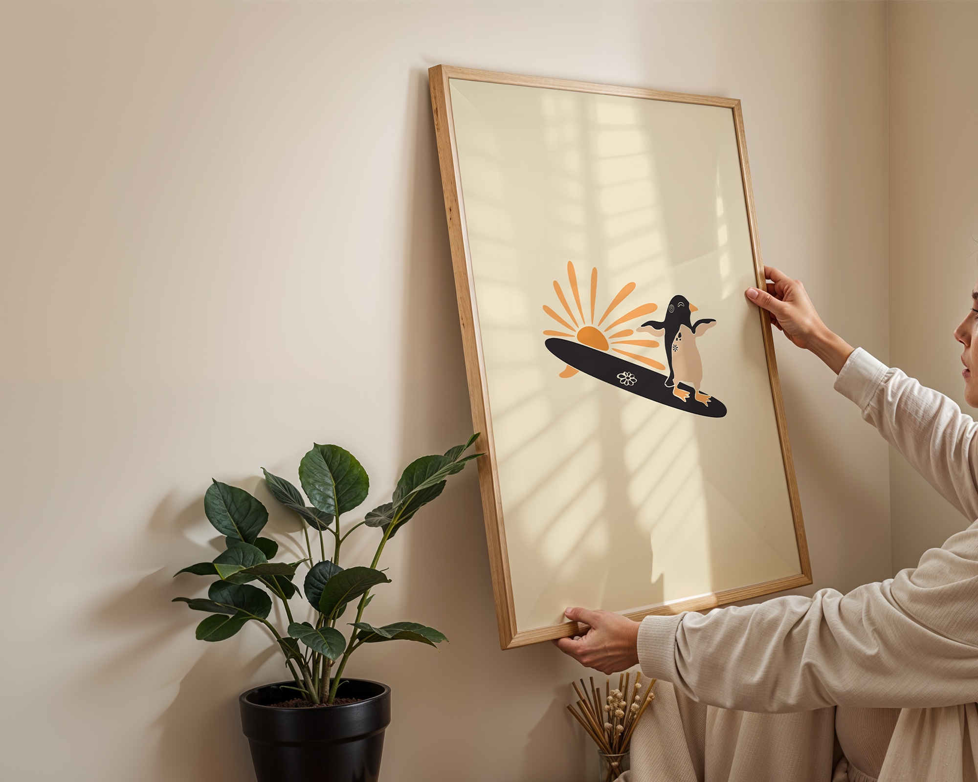 SURF AND SUN PINGUIN POSTER