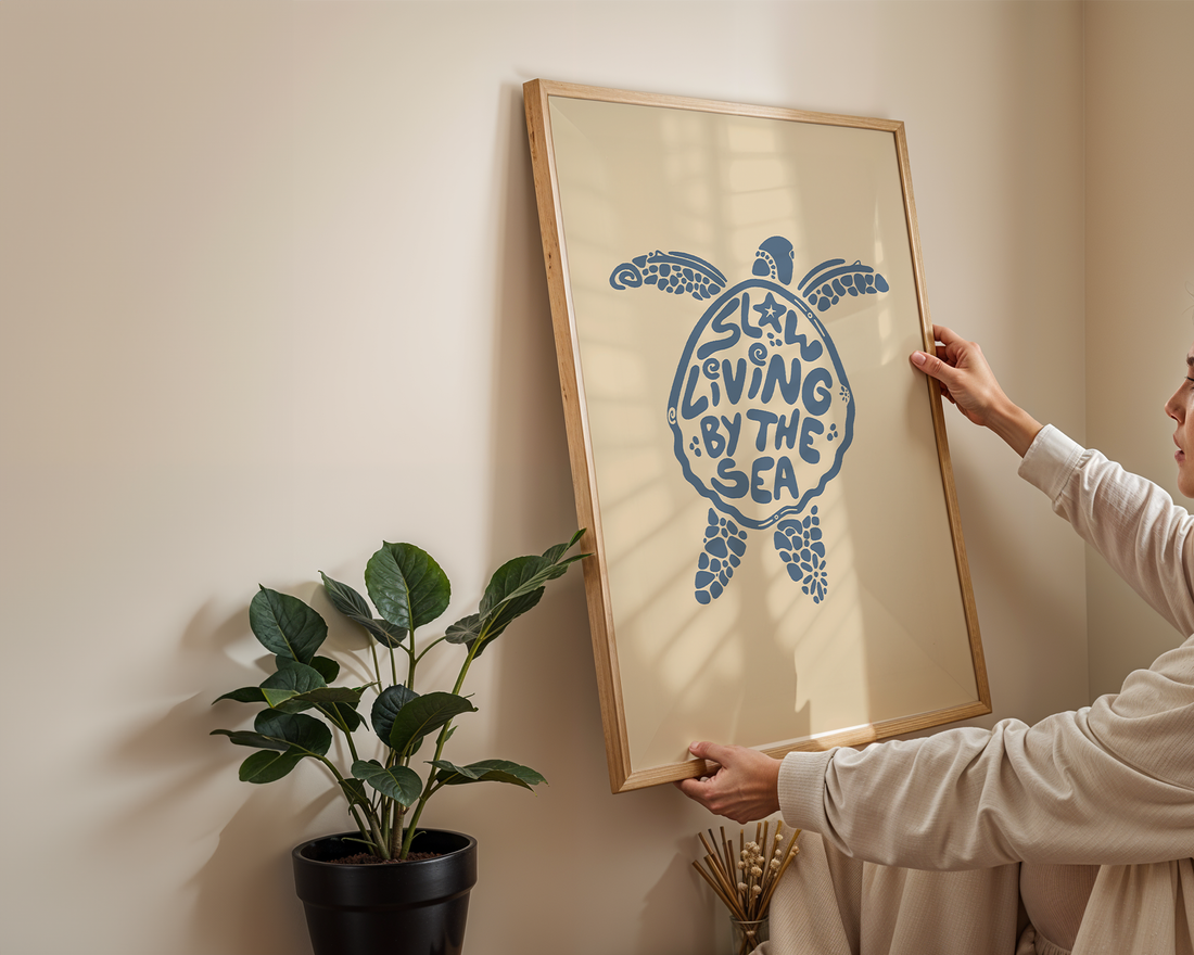 SLOW LIVING BY THE SEA POSTER