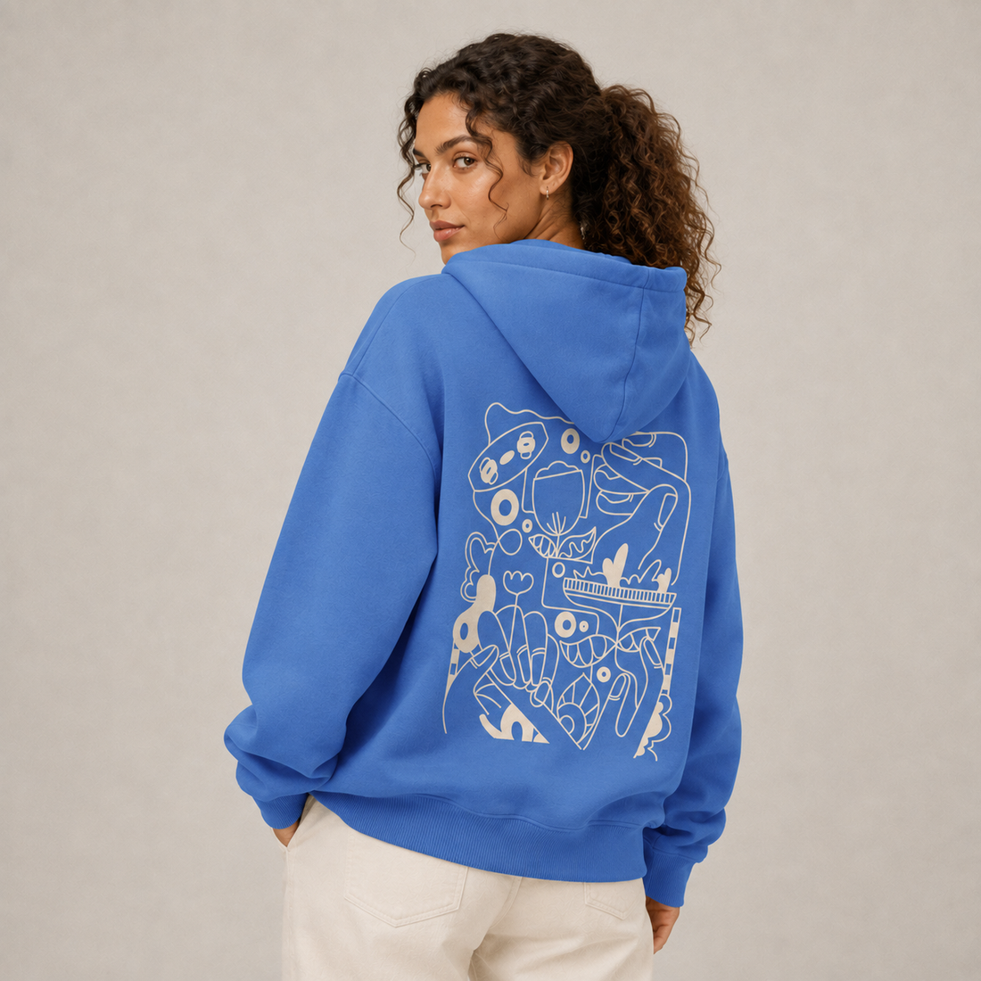 Kite Line Art Hoodie Oversized