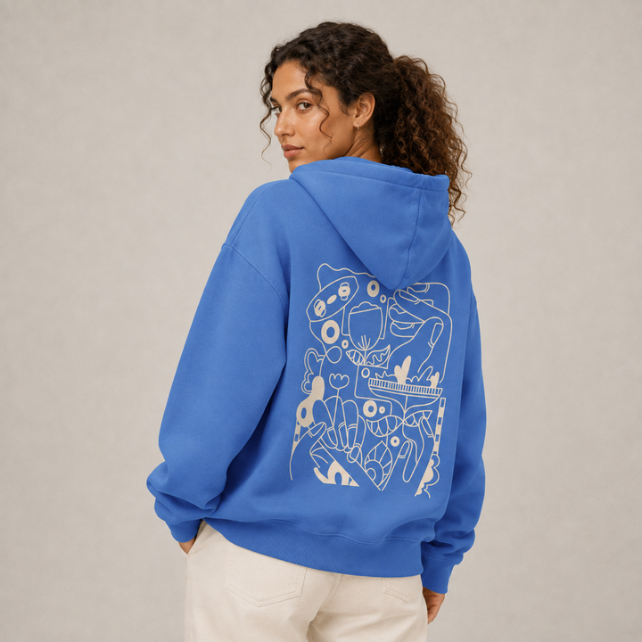 Kite Line Art Hoodie Oversized