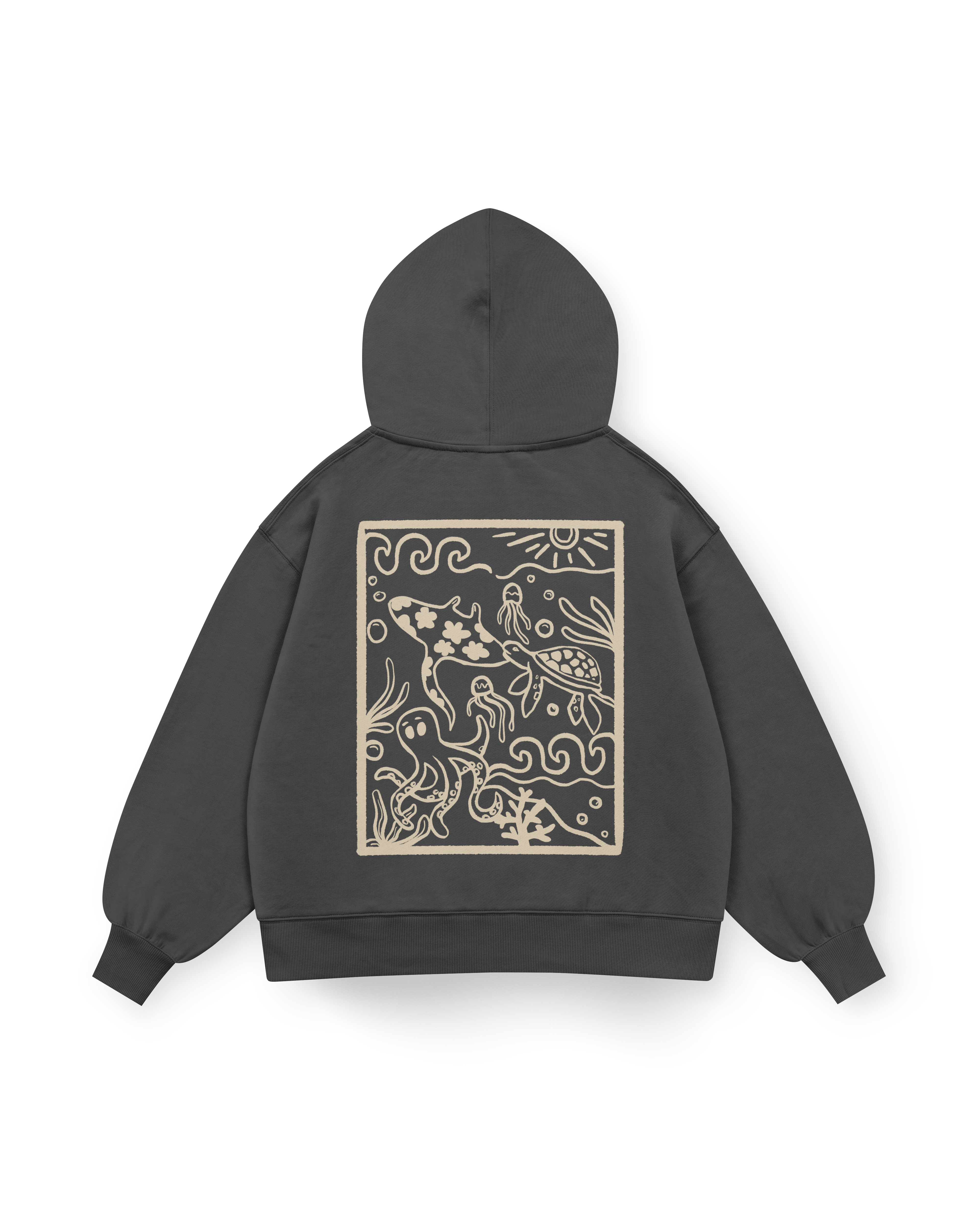 Ocean Creatures Hoodie Oversized