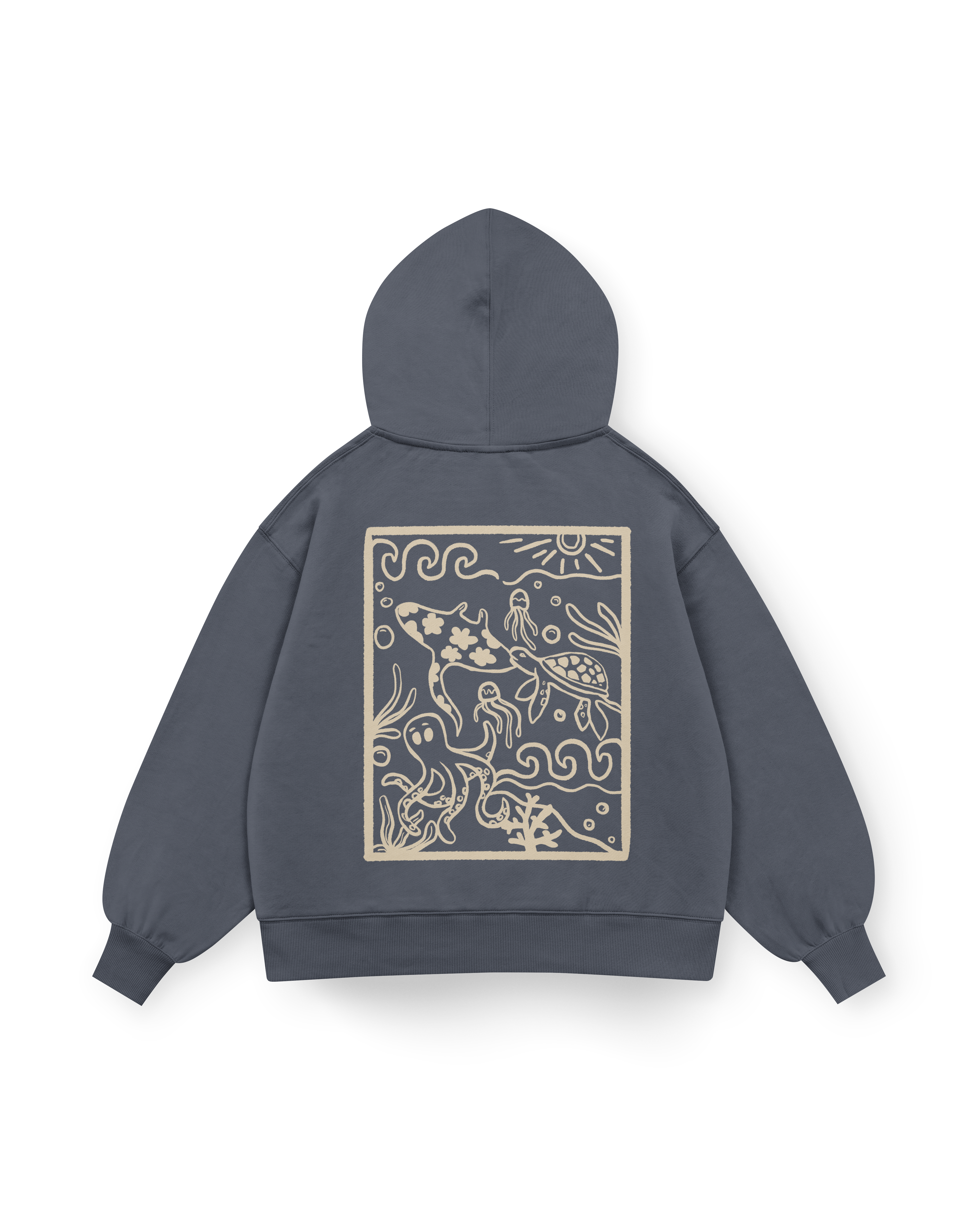 Ocean Creatures Hoodie Oversized