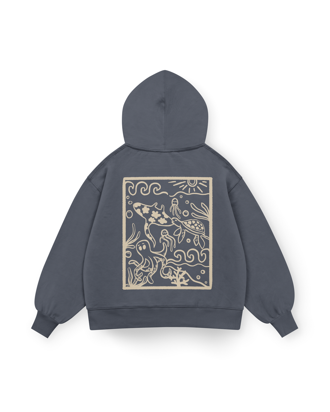 Ocean Creatures Hoodie Oversized