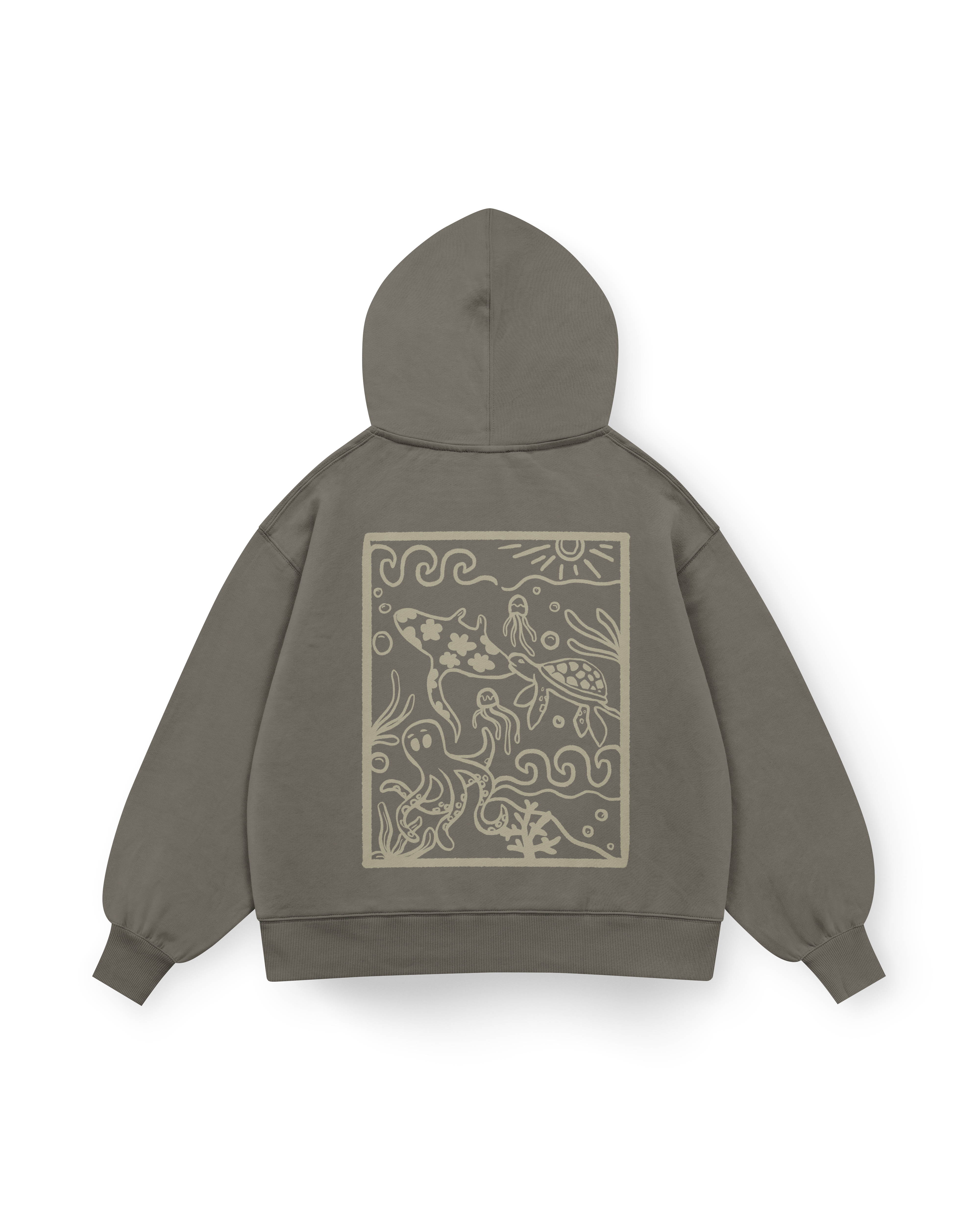 Ocean Creatures Hoodie Oversized