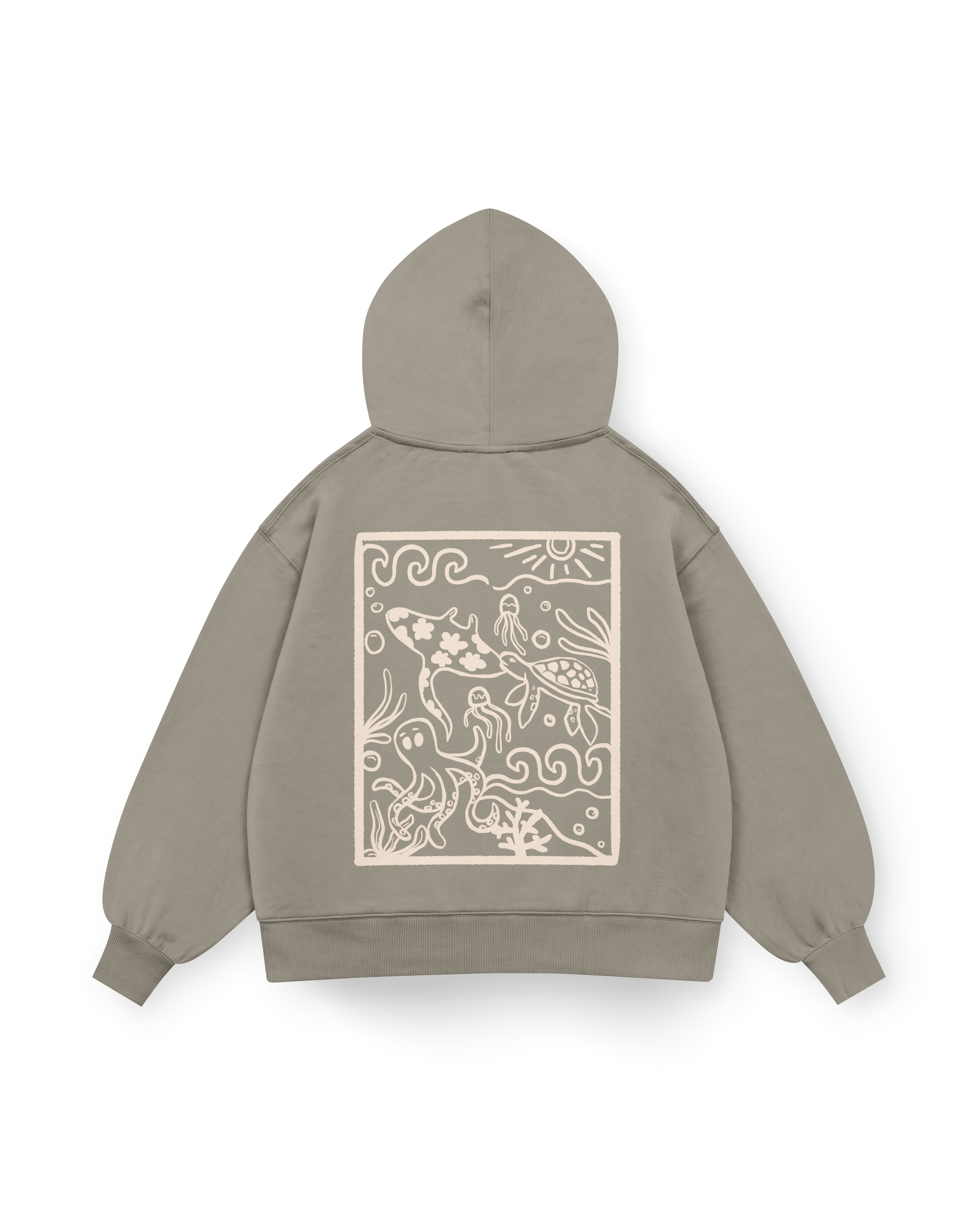 Ocean Creatures Hoodie Oversized