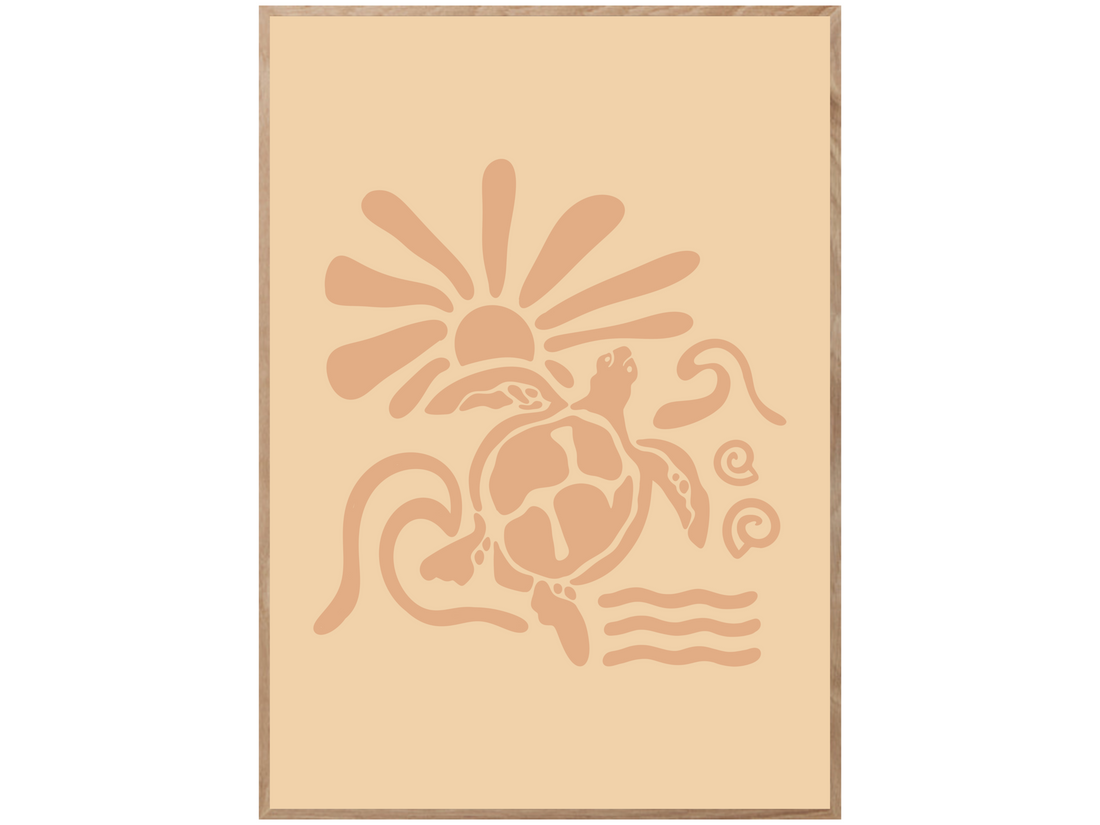 SURF TURTLE SUN POSTER