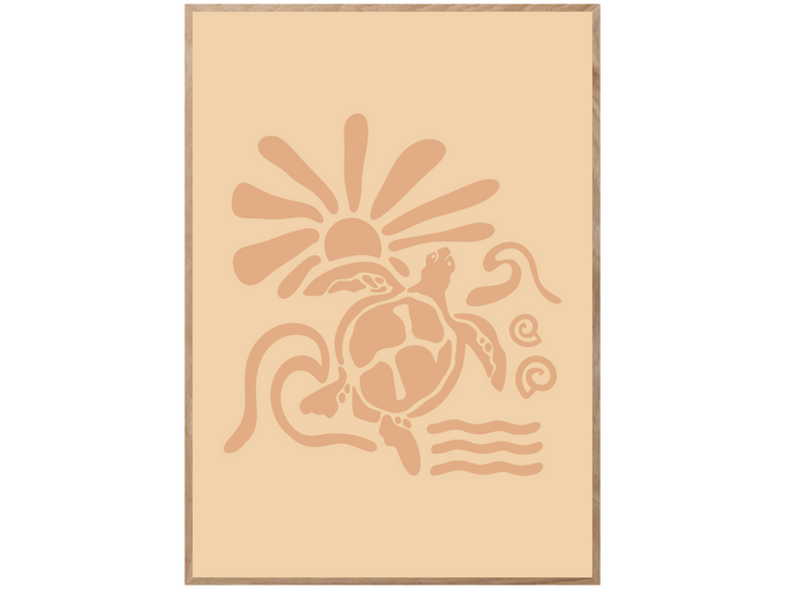 SURF TURTLE SUN POSTER