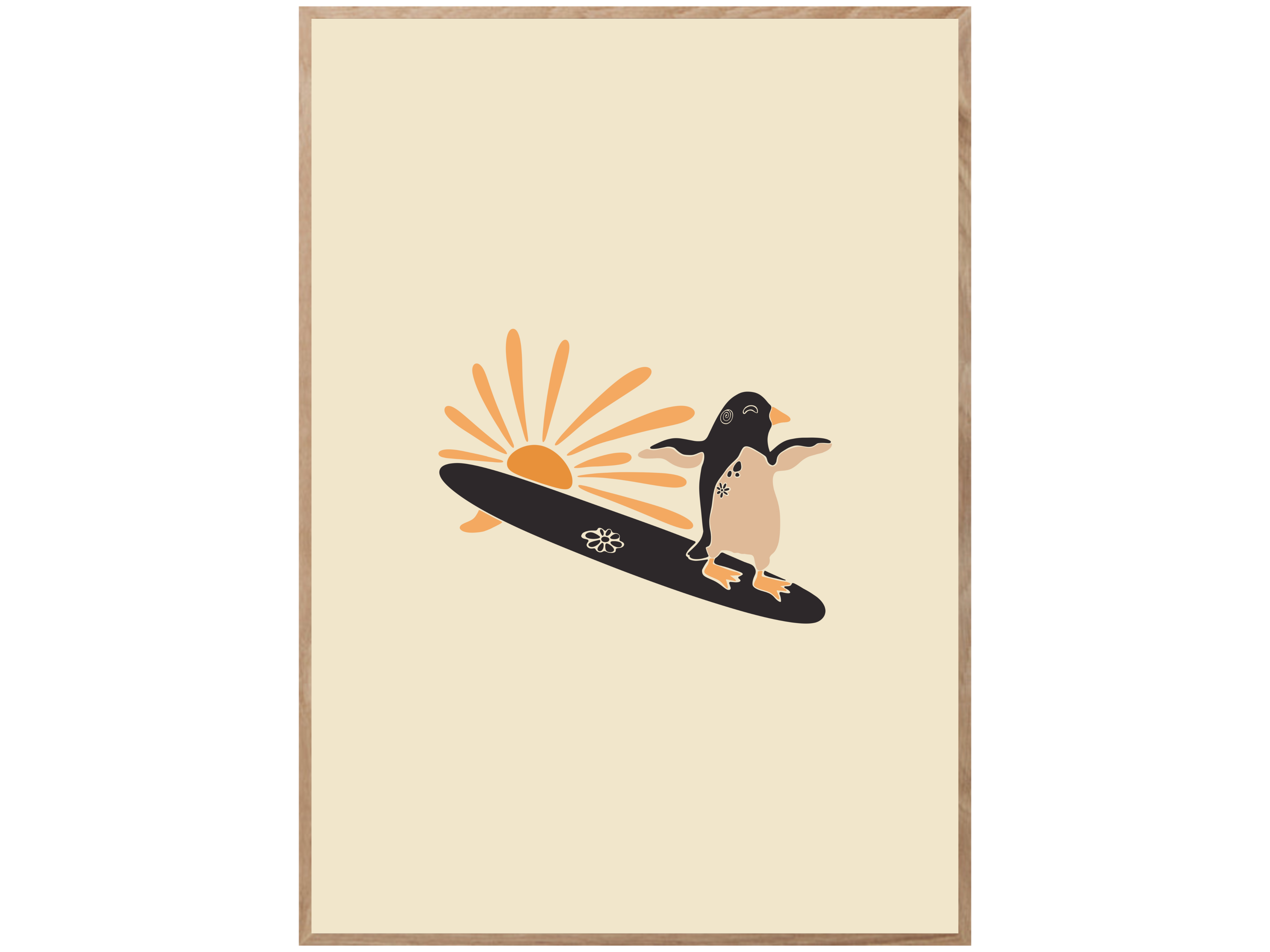 SURF AND SUN PINGUIN POSTER