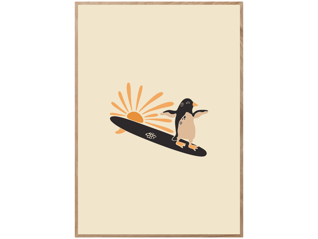 SURF AND SUN PINGUIN POSTER
