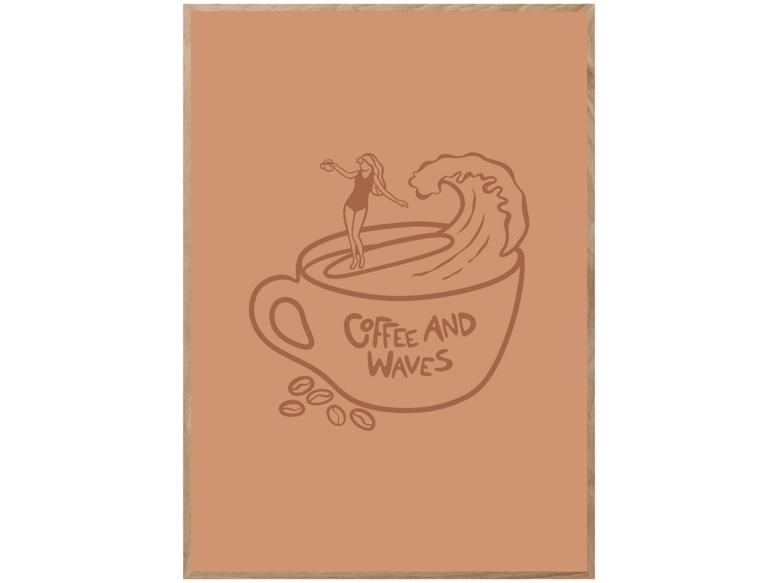 COFFEE AND WAVES POSTER